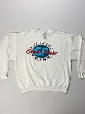 Vintage Cedar Point Crewneck Sweatshirt White Sz L/XL USA Roller Coaster Park